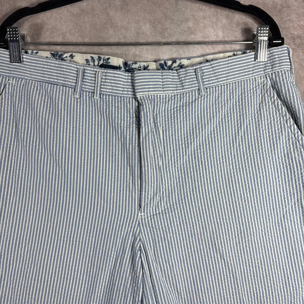 Vintage‎ Polo Ralph Lauren Shorts Mens 34 Blue Seersucker Striped Cinch Preppy